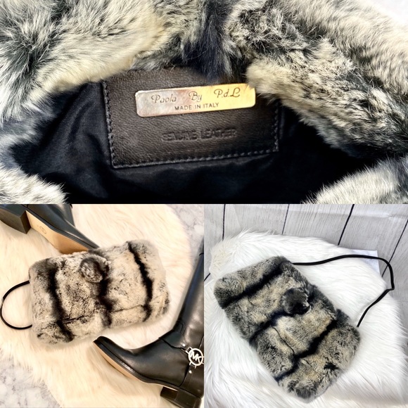 P A O L A by P D L : Fur & Italian Leather Handbag - Picture 4 of 8